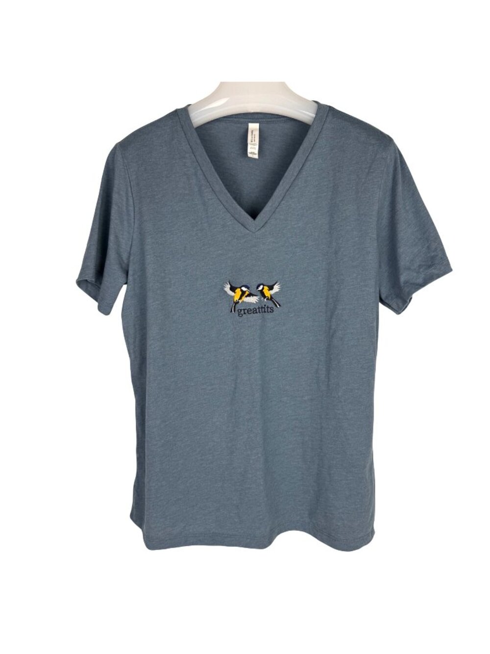 Bella + Canvas "Greattits" Heather Blue Short-Sleeve V-Neck Tee Size L